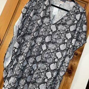Jordan Taylor Blouse Snake print V Neck Swim Cover Up Black & White Size M